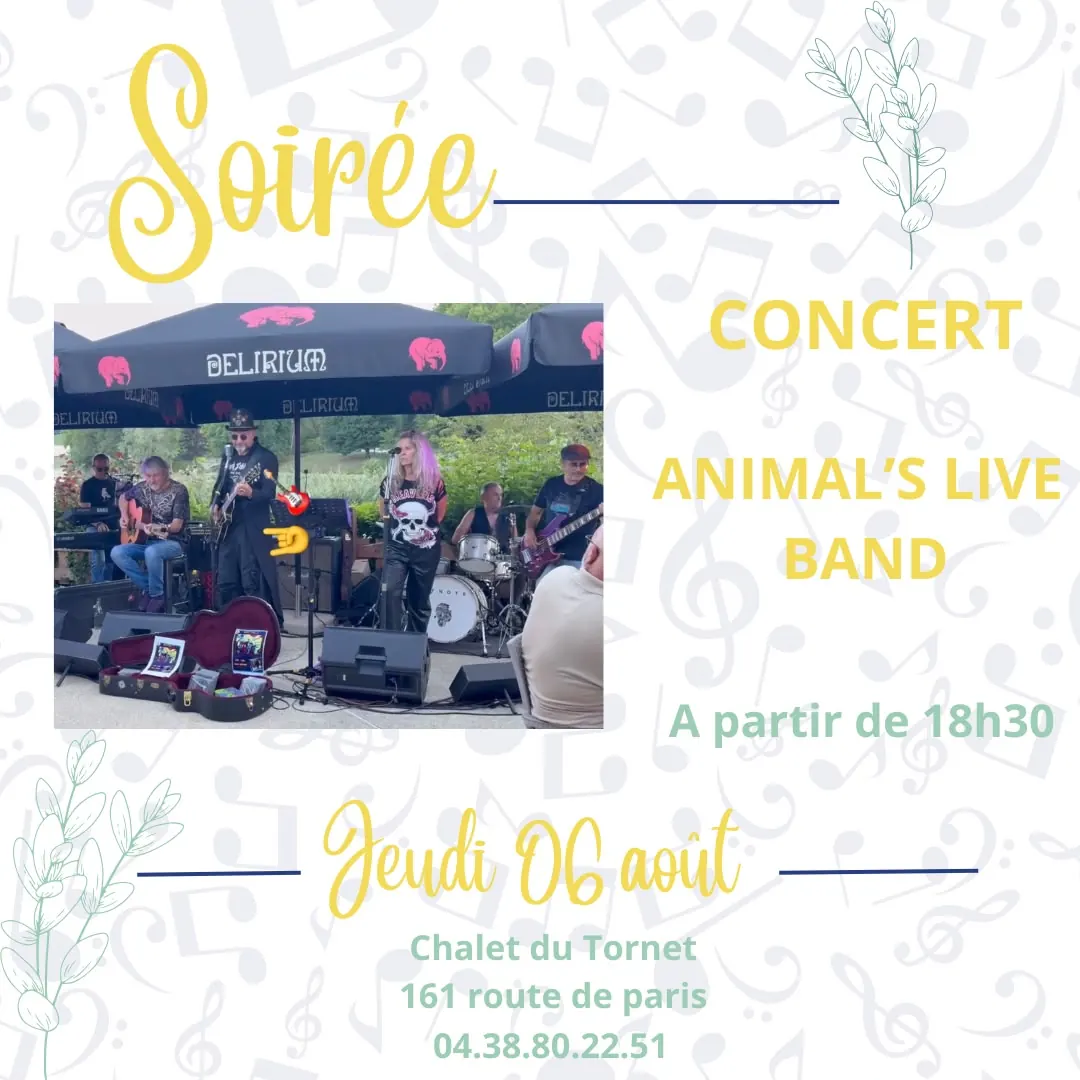 Animal's Live Band concert night at Chalet du Tornet — Thursday 6 August, from 6:30pm