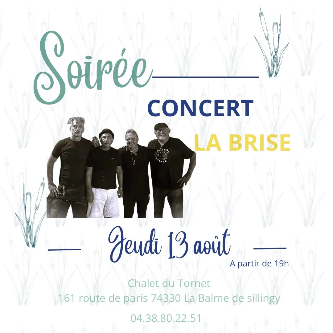 La Brise concert night at Chalet du Tornet — Thursday 13 August, from 7pm